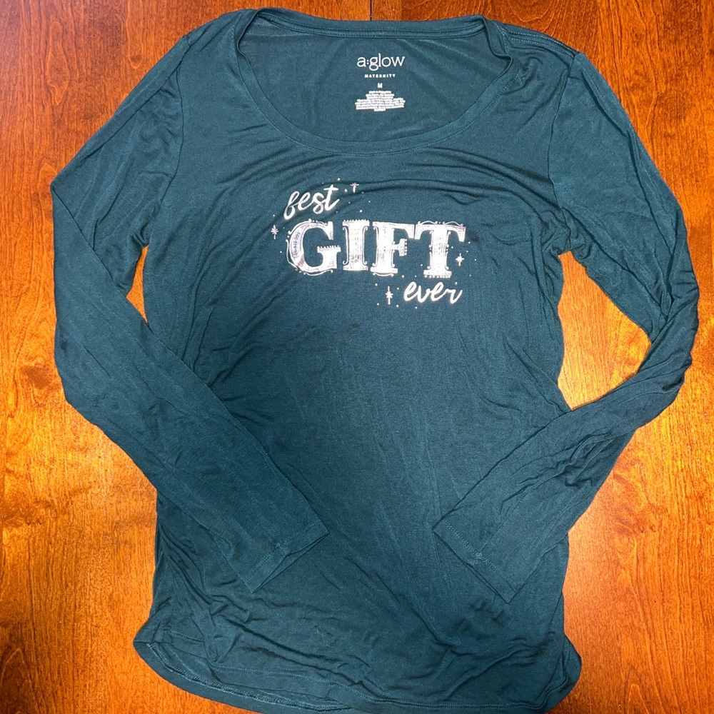 A:glow Best Gift Ever Christmas Maternity Shirt M